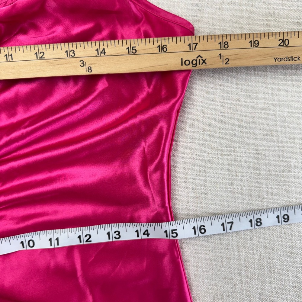 A New Day Hot Pink Satin Ruched Midi Slip Dress‎ Small Y2K Barbiecore Party - Picture 6 of 11